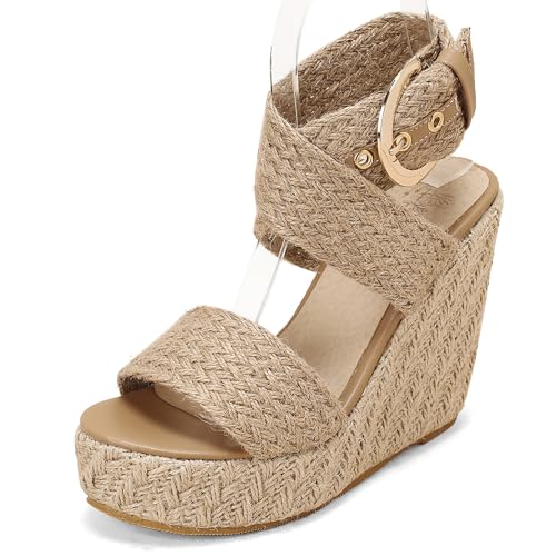 Renessmi Klassische Espadrille Keilabsatz Peep Toe Damensandalen Knöchelriemchen Twine Braid Plateau Schnalle Strand Footwear Aprikose Gr 41 EU-43 Cn Renessmi Klassische Espadrille Keilabsatz Peep Toe Damensandalen Knöchelriemchen Twine Braid Plateau Schnalle Strand Footwear Aprikose Gr 41 EU-43 Cn von Renessmi