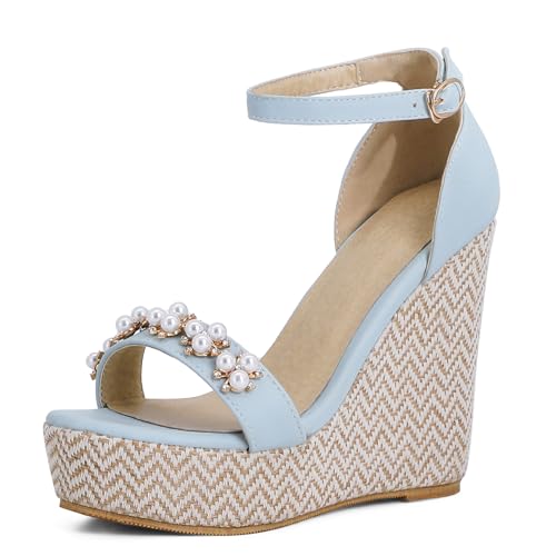 Renessmi Klassische Keilabsatz Runde Zehen Knöchelriemchen Damensandalen Sweet Beaded Plateau Runde Zehen Vacation Kleid Footwear Blau Gr 42 EU-44 Cn Renessmi Klassische Keilabsatz Runde Zehen Knöchelriemchen Damensandalen Sweet Beaded Plateau Runde Zehen Vacation Kleid Footwear Blau Gr 42 EU-44 Cn von Renessmi