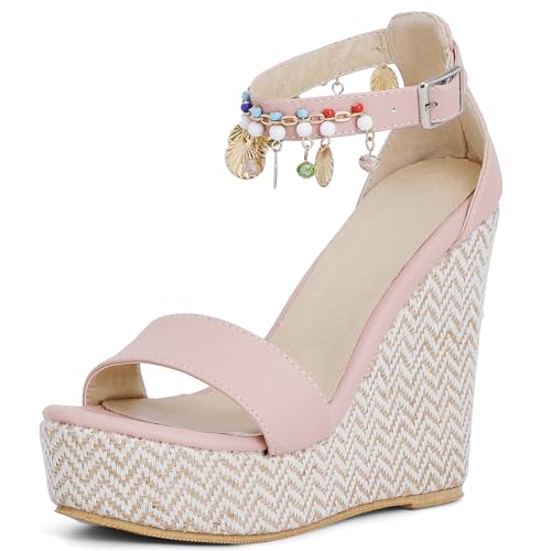 Renessmi Klassische Keilabsatz Runde Zehen Knöchelriemchen Damensandalen Sweet Beaded Plateau Runde Zehen Vacation Kleid Footwear Pink Gr 42 EU-44 Cn Renessmi Klassische Keilabsatz Runde Zehen Knöchelriemchen Damensandalen Sweet Beaded Plateau Runde Zehen Vacation Kleid Footwear Pink Gr 42 EU-44 Cn von Renessmi