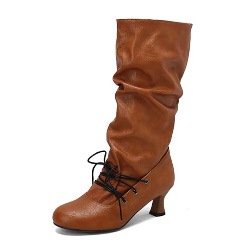 Renessmi Klassische Kitten Heel Runde Zehen Damen Long Lockere Stiefel Pleated Ohne Verschluss Herbst Winter Knee Hohe Stiefel Footwear Gelb Gr 43 EU-45 Cn Renessmi Klassische Kitten Heel Runde Zehen Damen Long Lockere Stiefel Pleated Ohne Verschluss Herbst Winter Knee Hohe Stiefel Footwear Gelb Gr 43 EU-45 Cn von Renessmi