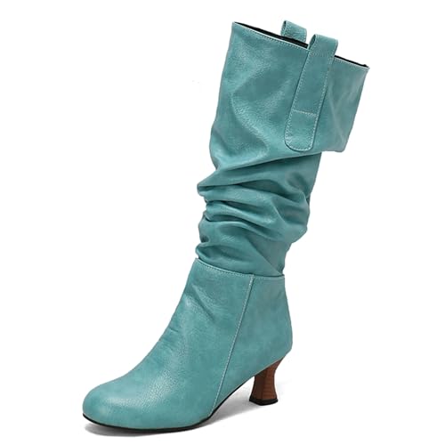 Renessmi Klassische Kitten Heel Runde Zehen Damen Long Lockere Stiefel Pleated Ohne Verschluss Herbst Winter Knee Hohe Stiefel Footwear Grün Gr 35 EU Renessmi Klassische Kitten Heel Runde Zehen Damen Long Lockere Stiefel Pleated Ohne Verschluss Herbst Winter Knee Hohe Stiefel Footwear Grün Gr 35 EU von Renessmi