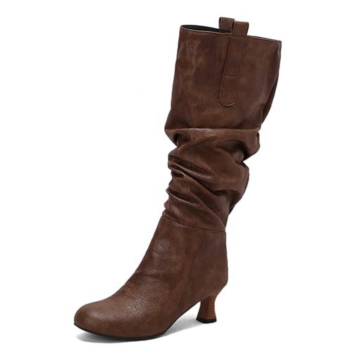Renessmi Klassische Kitten Heel Runde Zehen Damen Long Lockere Stiefel Pleated Ohne Verschluss Herbst Winter Knee Hohe Stiefel Footwear Kaffee Gr 42 EU-44 Cn Renessmi Klassische Kitten Heel Runde Zehen Damen Long Lockere Stiefel Pleated Ohne Verschluss Herbst Winter Knee Hohe Stiefel Footwear Kaffee Gr 42 EU-44 Cn von Renessmi