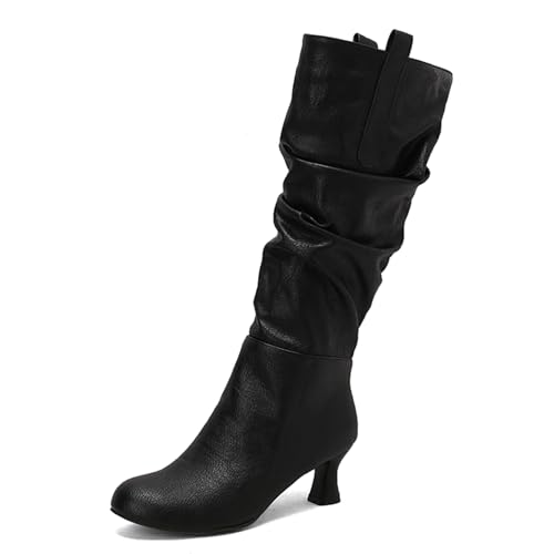 Renessmi Klassische Kitten Heel Runde Zehen Damen Long Lockere Stiefel Pleated Ohne Verschluss Herbst Winter Knee Hohe Stiefel Footwear Schwarz Gr 38 EU-39 Cn Renessmi Klassische Kitten Heel Runde Zehen Damen Long Lockere Stiefel Pleated Ohne Verschluss Herbst Winter Knee Hohe Stiefel Footwear Schwarz Gr 38 EU-39 Cn von Renessmi