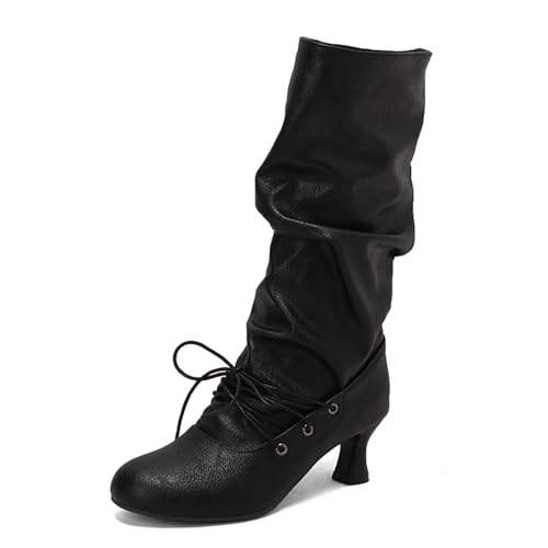Renessmi Klassische Kitten Heel Runde Zehen Damen Long Lockere Stiefel Pleated Ohne Verschluss Herbst Winter Knee Hohe Stiefel Footwear Schwarz Gr 40.5 EU-42 Cn Renessmi Klassische Kitten Heel Runde Zehen Damen Long Lockere Stiefel Pleated Ohne Verschluss Herbst Winter Knee Hohe Stiefel Footwear Schwarz Gr 40.5 EU-42 Cn von Renessmi