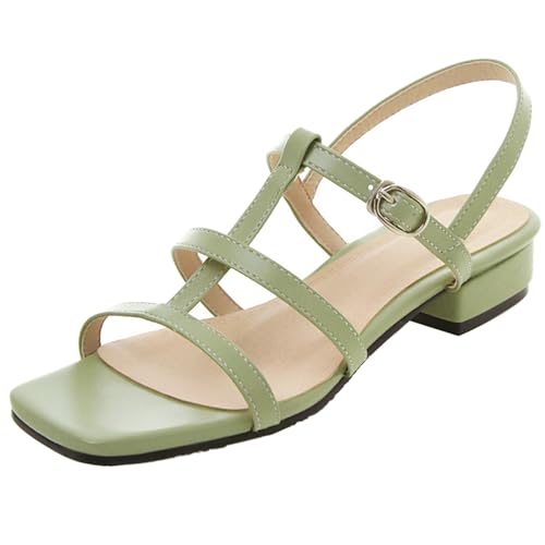 Renessmi Klassische Niedrige Absatz Square Toe Slingback Damen Römersandalens Weit Fit Solid Color Girl Sommer Blockabsatz Footwear Grün Gr 40.5 EU-42 Cn Renessmi Klassische Niedrige Absatz Square Toe Slingback Damen Römersandalens Weit Fit Solid Color Girl Sommer Blockabsatz Footwear Grün Gr 40.5 EU-42 Cn von Renessmi