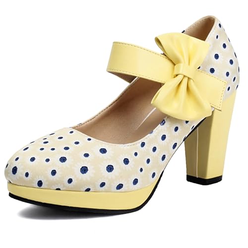 Renessmi Knöchelriemchen Mary Jane Blockabsatz Runde Zehen Damen Schuhe Plateau Sweet Bogen Sommer Girl Kleid Pumps Footwear Gelb Gr 40.5 EU-42 Cn Renessmi Knöchelriemchen Mary Jane Blockabsatz Runde Zehen Damen Schuhe Plateau Sweet Bogen Sommer Girl Kleid Pumps Footwear Gelb Gr 40.5 EU-42 Cn von Renessmi