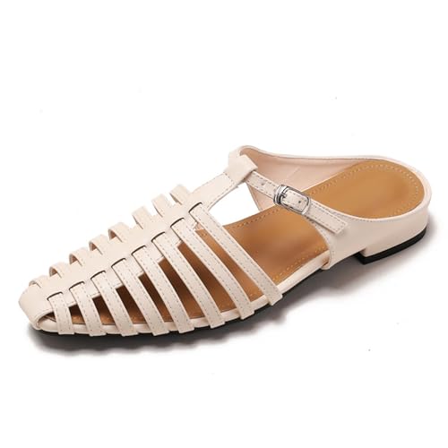 Renessmi Komfort Flach Schuhe Braid Strappy Damen Gladiator Sandals Little Square Toe Schnalle Leisure Sommer Strand Footwear Beige Gr 37 EU-38 Cn Renessmi Komfort Flach Schuhe Braid Strappy Damen Gladiator Sandals Little Square Toe Schnalle Leisure Sommer Strand Footwear Beige Gr 37 EU-38 Cn von Renessmi