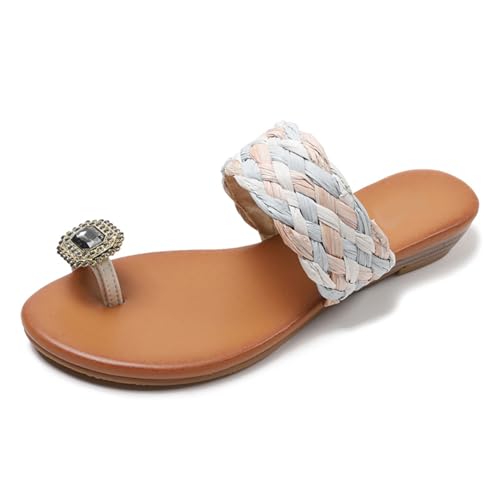 Renessmi Komfort Flach Schuhe Clips Toe Slingback Draußen Damen Pantoffeln Strappy Ohne Verschluss Leisure Sommer Strand Kleid Mules Footwear Beige Gr 38 EU-39 Cn von Renessmi