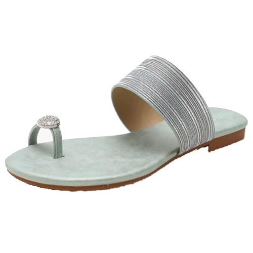 Renessmi Komfort Flach Schuhe Clips Toe Slingback Draußen Damen Pantoffeln Strappy Ohne Verschluss Leisure Sommer Strand Kleid Mules Footwear Grün Gr 40 EU-41 Cn von Renessmi