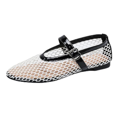 Renessmi Komfort Flach Schuhe Mesh Atmungsaktiv Runde Zehen Damensandalen Mode Sommer Mary Jane Strand Fishnet Footwear Schwarz-Weiß Gr 41 EU-43 Cn Renessmi Komfort Flach Schuhe Mesh Atmungsaktiv Runde Zehen Damensandalen Mode Sommer Mary Jane Strand Fishnet Footwear Schwarz-Weiß Gr 41 EU-43 Cn von Renessmi