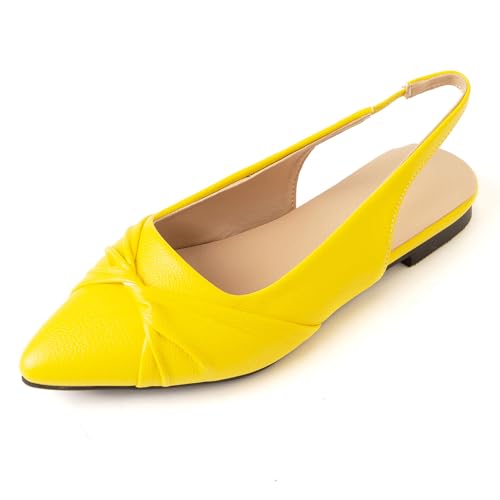 Renessmi Komfort Flach Schuhe Pointed Toe Slingback Damensandalen Ohne Verschluss Pleated Leisure Solid Color Pump Footwear Gelb Gr 40.5 EU-42 Cn Renessmi Komfort Flach Schuhe Pointed Toe Slingback Damensandalen Ohne Verschluss Pleated Leisure Solid Color Pump Footwear Gelb Gr 40.5 EU-42 Cn von Renessmi