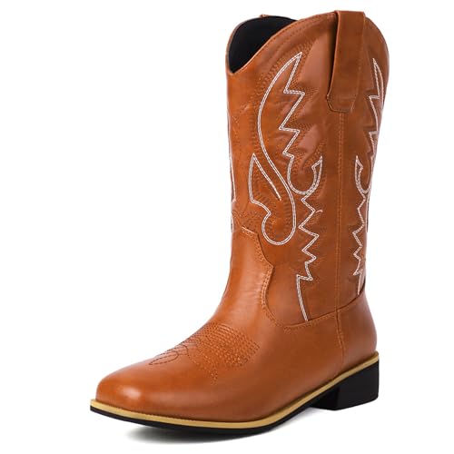 Renessmi Komfort Mitte Absatz Square Toe Damen Hohe Stiefel Weit Fit Ohne Verschluss Bestickt Weit Calf Cowboystiefel Footwear Gelb Gr 36.5 EU-37 Cn Renessmi Komfort Mitte Absatz Square Toe Damen Hohe Stiefel Weit Fit Ohne Verschluss Bestickt Weit Calf Cowboystiefel Footwear Gelb Gr 36.5 EU-37 Cn von Renessmi