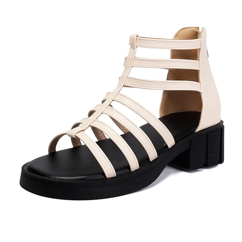 Renessmi Komfort Reißverschluss Offene Zeh Plateau Damen Römersandalens Blockabsatz Runde Zehen Strappy Gladiator Sommer Boots Footwear Beige Gr 43 EU-45 Cn Renessmi Komfort Reißverschluss Offene Zeh Plateau Damen Römersandalens Blockabsatz Runde Zehen Strappy Gladiator Sommer Boots Footwear Beige Gr 43 EU-45 Cn von Renessmi