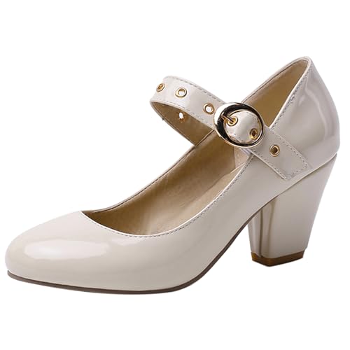 Renessmi Lack Chunky Heel Mary Jane Runde Zehen Damen Schuhe Knöchelriemchen Schnalle Solid Candy Color Concise Arbeit Footwear Aprikose Gr 32 EU Renessmi Lack Chunky Heel Mary Jane Runde Zehen Damen Schuhe Knöchelriemchen Schnalle Solid Candy Color Concise Arbeit Footwear Aprikose Gr 32 EU von Renessmi