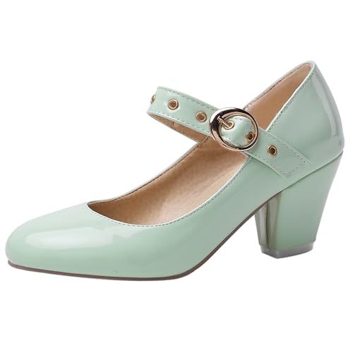 Renessmi Lack Chunky Heel Mary Jane Runde Zehen Damen Schuhe Knöchelriemchen Schnalle Solid Candy Color Concise Arbeit Footwear Grün Gr 41 EU-43 Cn Renessmi Lack Chunky Heel Mary Jane Runde Zehen Damen Schuhe Knöchelriemchen Schnalle Solid Candy Color Concise Arbeit Footwear Grün Gr 41 EU-43 Cn von Renessmi