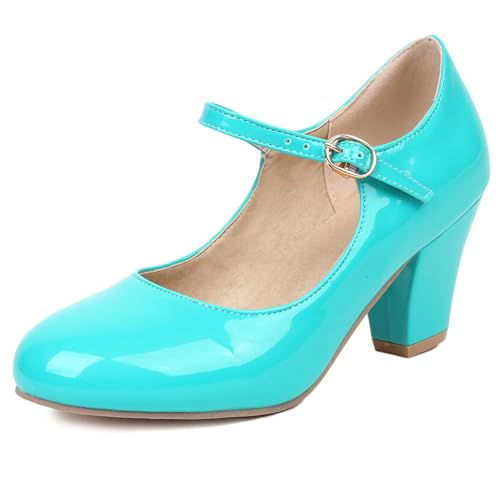 Renessmi Lack Chunky Heel Mary Jane Runde Zehen Damen Schuhe Knöchelriemchen Schnalle Solid Candy Color Concise Arbeit Footwear Ya-Grün Gr 35 EU Renessmi Lack Chunky Heel Mary Jane Runde Zehen Damen Schuhe Knöchelriemchen Schnalle Solid Candy Color Concise Arbeit Footwear Ya-Grün Gr 35 EU von Renessmi