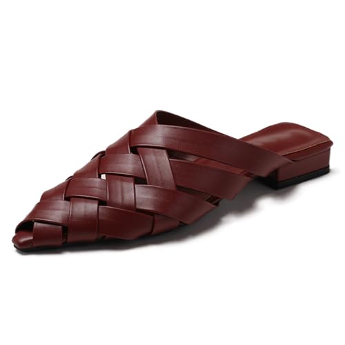 Renessmi Low Blockabsatz Slingback Pointed Toe Braid Damen Pantoffeln Ohne Verschluss Mode Draußen Komfort Geschlossen Mules Footwear Rotwein Gr 40 EU-41 Cn Renessmi Low Blockabsatz Slingback Pointed Toe Braid Damen Pantoffeln Ohne Verschluss Mode Draußen Komfort Geschlossen Mules Footwear Rotwein Gr 40 EU-41 Cn von Renessmi