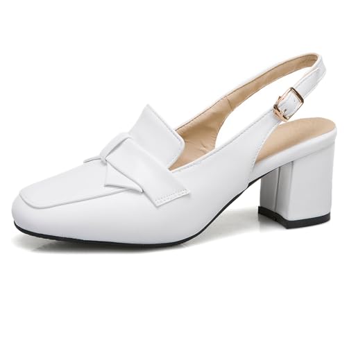 Renessmi Mode Mitte Blockabsatz Square Toe Slingback Damensandalen Back Strap Schnalle Weit Fit Leisure Mitte Absatz Footwear Weiß Gr 36.5 EU-37 Cn Renessmi Mode Mitte Blockabsatz Square Toe Slingback Damensandalen Back Strap Schnalle Weit Fit Leisure Mitte Absatz Footwear Weiß Gr 36.5 EU-37 Cn von Renessmi
