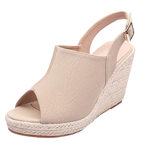 Renessmi Mode Peep Toe Plateau Espadrille Damen Römersandalens Runde Zehen High Keilabsatz Klassische Gladiator Footwear Aprikose Gr 40 EU-41 Cn Renessmi Mode Peep Toe Plateau Espadrille Damen Römersandalens Runde Zehen High Keilabsatz Klassische Gladiator Footwear Aprikose Gr 40 EU-41 Cn von Renessmi