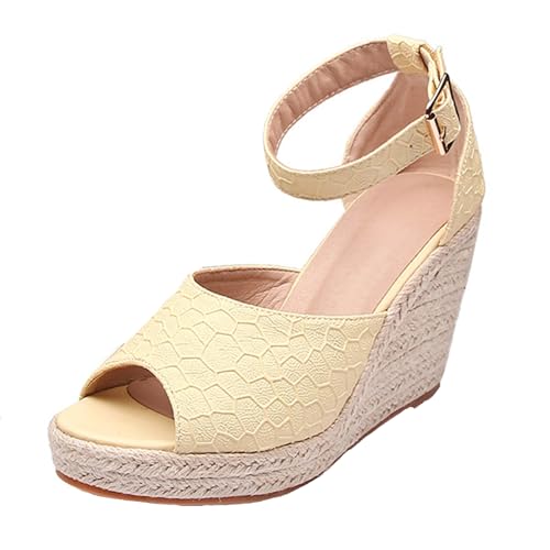Renessmi Mode Peep Toe Plateau Espadrille Damen Römersandalens Runde Zehen High Keilabsatz Klassische Gladiator Footwear Gelb Gr 40.5 EU-42 Cn Renessmi Mode Peep Toe Plateau Espadrille Damen Römersandalens Runde Zehen High Keilabsatz Klassische Gladiator Footwear Gelb Gr 40.5 EU-42 Cn von Renessmi