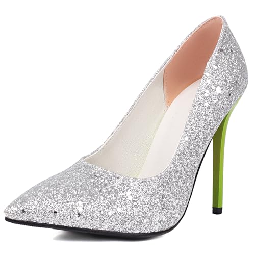 Renessmi Mode Pointed Toe Super Höhe Ferse Ohne Verschluss Damen Pumps Elegant Stiletto Sommer Bridal Concise Arbeit Footwear Silber Gr 40.5 EU-42 Cn Renessmi Mode Pointed Toe Super Höhe Ferse Ohne Verschluss Damen Pumps Elegant Stiletto Sommer Bridal Concise Arbeit Footwear Silber Gr 40.5 EU-42 Cn von Renessmi