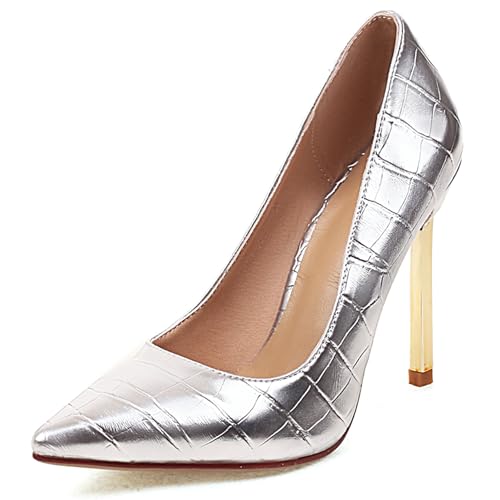 Renessmi Mode Stiletto Ohne Verschluss Sommer Damen Schuhe Pointed Toe Elegant Hochzeit Stylish Abend Pumps Footwear Silber Gr 32 EU Renessmi Mode Stiletto Ohne Verschluss Sommer Damen Schuhe Pointed Toe Elegant Hochzeit Stylish Abend Pumps Footwear Silber Gr 32 EU von Renessmi