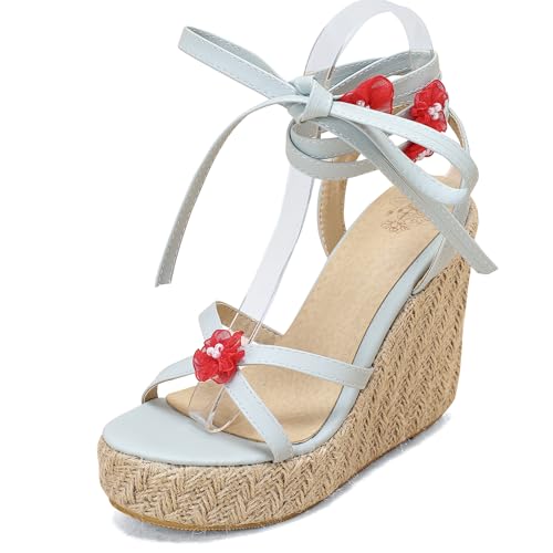 Renessmi Retro Espadrille Offene Zeh Keilabsatz Damensandalen Knöchelriemchen Klassische Plateau Girl Heel Slingback Footwear Blau Gr 36 EU Renessmi Retro Espadrille Offene Zeh Keilabsatz Damensandalen Knöchelriemchen Klassische Plateau Girl Heel Slingback Footwear Blau Gr 36 EU von Renessmi