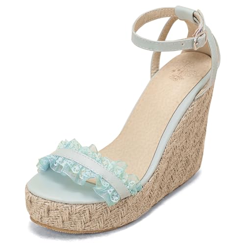 Renessmi Retro Espadrille Offene Zeh Keilabsatz Damensandalen Knöchelriemchen Klassische Plateau Girl Heel Slingback Footwear Blau Gr 37 EU-38 Cn Renessmi Retro Espadrille Offene Zeh Keilabsatz Damensandalen Knöchelriemchen Klassische Plateau Girl Heel Slingback Footwear Blau Gr 37 EU-38 Cn von Renessmi