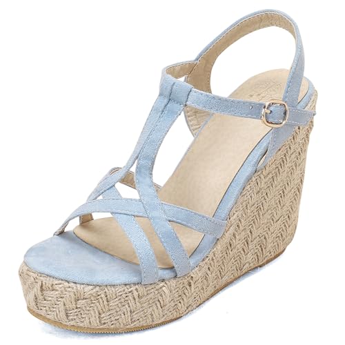 Renessmi Retro Espadrille Offene Zeh Keilabsatz Damensandalen Knöchelriemchen Klassische Plateau Girl Heel Slingback Footwear Blau Gr 42 EU-44 Cn Renessmi Retro Espadrille Offene Zeh Keilabsatz Damensandalen Knöchelriemchen Klassische Plateau Girl Heel Slingback Footwear Blau Gr 42 EU-44 Cn von Renessmi