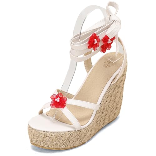 Renessmi Retro Espadrille Offene Zeh Keilabsatz Damensandalen Knöchelriemchen Klassische Plateau Girl Heel Slingback Footwear Weiß Gr 39 EU-40 Cn Renessmi Retro Espadrille Offene Zeh Keilabsatz Damensandalen Knöchelriemchen Klassische Plateau Girl Heel Slingback Footwear Weiß Gr 39 EU-40 Cn von Renessmi