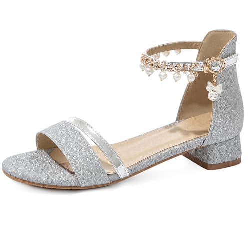 Renessmi Shiny Niedrige Absatz Runde Zehen Knöchelriemchen Damensandalen Komfort Blockabsatz Offene Zeh Glitzer Beaded Girl Kleid Footwear Silber Gr 33 EU Renessmi Shiny Niedrige Absatz Runde Zehen Knöchelriemchen Damensandalen Komfort Blockabsatz Offene Zeh Glitzer Beaded Girl Kleid Footwear Silber Gr 33 EU von Renessmi