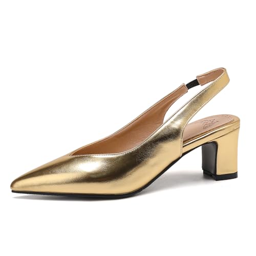 Renessmi Shiny Pointed Toe Slingback Blockabsatz Damensandalen Geschlossen Ohne Verschluss Elegant Hochzeit Klassische Footwear Gold Gr 44 EU-46 Cn Renessmi Shiny Pointed Toe Slingback Blockabsatz Damensandalen Geschlossen Ohne Verschluss Elegant Hochzeit Klassische Footwear Gold Gr 44 EU-46 Cn von Renessmi
