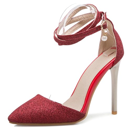 Renessmi Stiletto Geschlossen Knöchelriemchen Damensandalen Super Höhe Ferse Pointed Toe Hochzeit Schnalle Abend Footwear Rot Gr 38 EU-39 Cn Renessmi Stiletto Geschlossen Knöchelriemchen Damensandalen Super Höhe Ferse Pointed Toe Hochzeit Schnalle Abend Footwear Rot Gr 38 EU-39 Cn von Renessmi