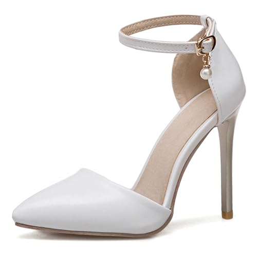 Renessmi Stiletto Geschlossen Knöchelriemchen Damensandalen Super Höhe Ferse Pointed Toe Hochzeit Schnalle Abend Footwear Weiß Gr 34 EU Renessmi Stiletto Geschlossen Knöchelriemchen Damensandalen Super Höhe Ferse Pointed Toe Hochzeit Schnalle Abend Footwear Weiß Gr 34 EU von Renessmi