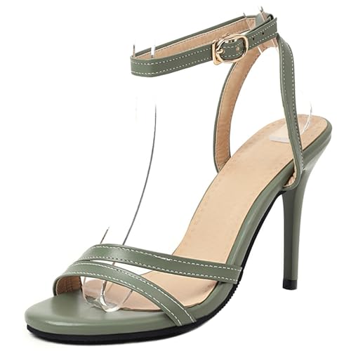 Renessmi Stiletto Hochzeit Offene Zeh Knöchelriemchen Damensandalen Elegant Prom Höhe Ferse Engagement-Spangepy Footwear Grün Gr 38 EU-39 Cn von Renessmi