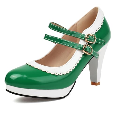 Renessmi Sweet Lack Mixed Color Mary Jane Runde Zehen Damen Schuhe Knöchelriemchen Plateau Splicing Chunky Heel Footwear Grün Gr 38 EU-39 Cn Renessmi Sweet Lack Mixed Color Mary Jane Runde Zehen Damen Schuhe Knöchelriemchen Plateau Splicing Chunky Heel Footwear Grün Gr 38 EU-39 Cn von Renessmi