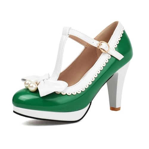 Renessmi Sweet Lack Mixed Color Mary Jane Runde Zehen Damen Schuhe Knöchelriemchen Plateau Splicing Chunky Heel Footwear Grün Gr 41 EU-43 Cn Renessmi Sweet Lack Mixed Color Mary Jane Runde Zehen Damen Schuhe Knöchelriemchen Plateau Splicing Chunky Heel Footwear Grün Gr 41 EU-43 Cn von Renessmi