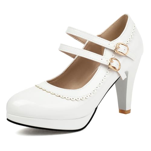 Renessmi Sweet Lack Mixed Color Mary Jane Runde Zehen Damen Schuhe Knöchelriemchen Plateau Splicing Chunky Heel Footwear Weiß Gr 37 EU-38 Cn Renessmi Sweet Lack Mixed Color Mary Jane Runde Zehen Damen Schuhe Knöchelriemchen Plateau Splicing Chunky Heel Footwear Weiß Gr 37 EU-38 Cn von Renessmi