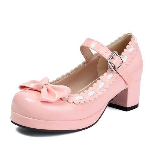 Renessmi Sweet Lack Square Toe Mary Jane Blockabsatz Damen Schuhe Knöchelriemchen Lovely Bogen Sommer Princess Footwear Pink Gr 38 EU-39 Cn Renessmi Sweet Lack Square Toe Mary Jane Blockabsatz Damen Schuhe Knöchelriemchen Lovely Bogen Sommer Princess Footwear Pink Gr 38 EU-39 Cn von Renessmi