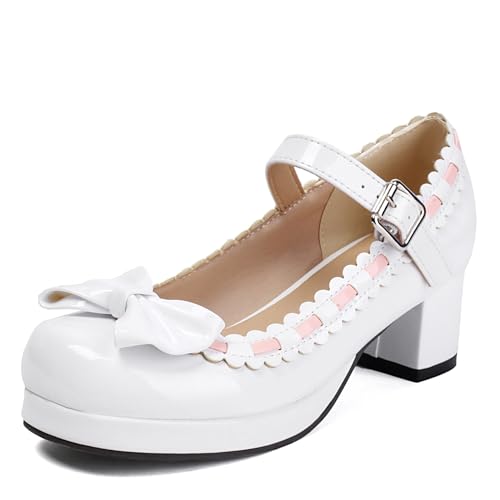 Renessmi Sweet Lack Square Toe Mary Jane Blockabsatz Damen Schuhe Knöchelriemchen Lovely Bogen Sommer Princess Footwear Weiß Gr 42 EU-44 Cn Renessmi Sweet Lack Square Toe Mary Jane Blockabsatz Damen Schuhe Knöchelriemchen Lovely Bogen Sommer Princess Footwear Weiß Gr 42 EU-44 Cn von Renessmi