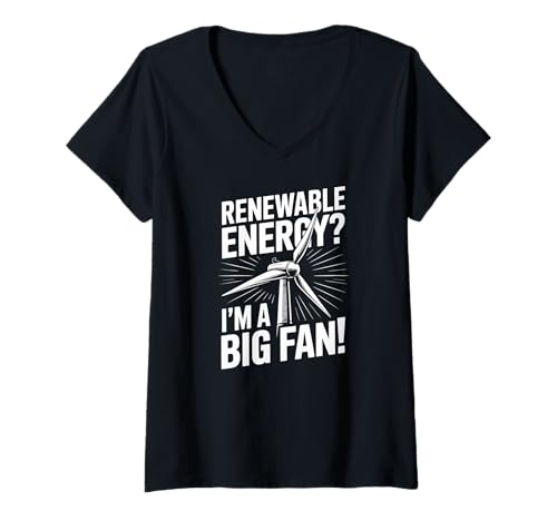 Damen Erneuerbare Energien? I'm A Big Fan Statement T-Shirt mit V-Ausschnitt Damen Erneuerbare Energien? I'm A Big Fan Statement T-Shirt mit V-Ausschnitt von Renewable Energy Enthusiasts Eco Advocates