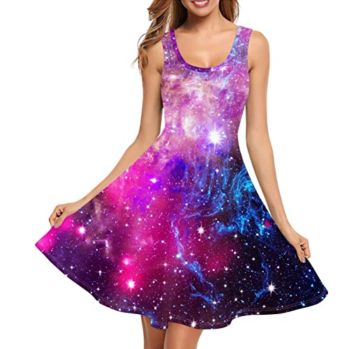 Renewold Damen Kleider Damen Freizeitkleider Damen Badeanzüge & Cover Ups Tank Top Kleid, Trendy Galaxy Space, Mittel von Renewold