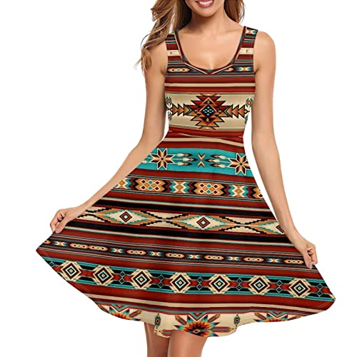 Renewold Damen Kleider Damen Freizeitkleider Damen Badeanzüge & Cover Ups Tank Top Kleid, Tribal Aztec, Groß von Renewold