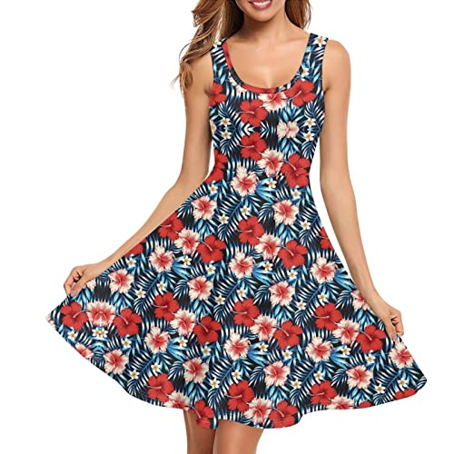 Renewold Damen-Tankkleid, Freizeitkleid, Sommerkleider, Roter Hibiskus, L von Renewold