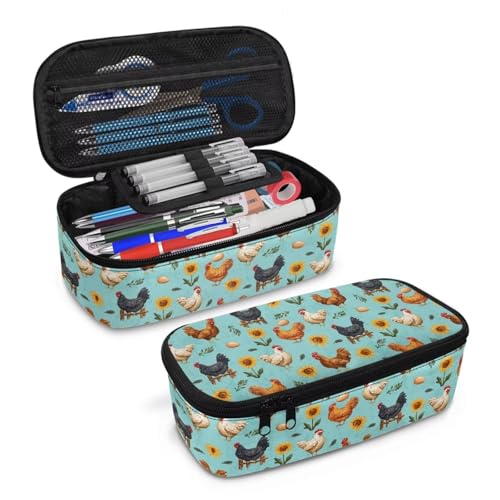 Renewold Federmäppchen mit Reißverschluss, großes Stiftetui, multifunktionaler Griff, Schreibwaren-Organizer mit Fächern, breite Öffnung, Blauer Wurzelmesser, Einheitsgröße, Taschen-Organizer von Renewold