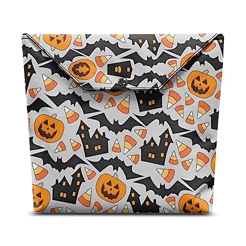 Renewold Halloween Kürbis Fledermaus Druck Wiederverwendbare Buchhüllen Lehrbuch Jacken Bibelhalter Journal Case Taschenbuch Buchhülle Kosmetiktasche Tablet Hülle Reise Aufbewahrungstasche für Mädchen von Renewold