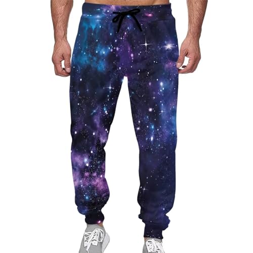 Renewold Herren Sweatpants Damen Sweatpants Jogginghose Athletic Hose mit elastischem Bund und verstellbarem Kordelzug, Galaxy Space Stylish, X-Groß von Renewold