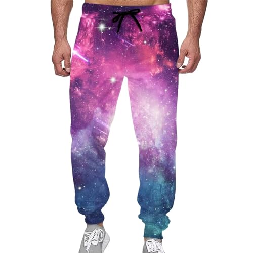 Renewold Herren Sweatpants Damen Sweatpants Jogginghose Sporthose mit elastischer Taille und verstellbarem Kordelzug, Galaxy Space Trendy, 31-35 von Renewold