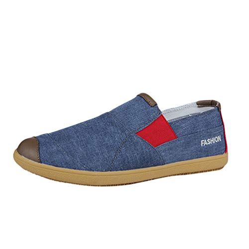 Rengzun Herren Atmungsaktiv Espadrilles Freizeitschuhe Flache Stoffschuhe Comfort Canvas Schuhe Loafers Espadrillas Blau von Rengzun