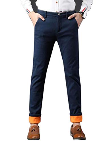 Rengzun Jeanshose mit Flanell-Futter Herren Stretch Straight Leg Thermojeans Warm Winterhose Winterjeans Freizeit Thermohose von Rengzun